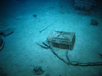 Wooden crate on seabed